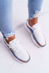 Sporty Women's Shoes Thick Soles Holographic White Party Up