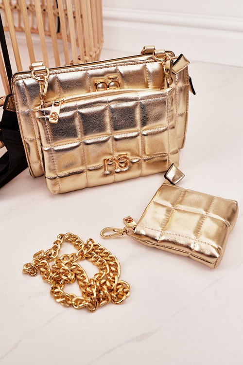Multifunctional Quilted Messenger Bag NOBO NBAG-K1300 Gold