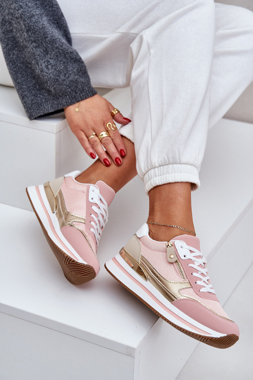 Women's Shiny Sports Shoes On Platform Pink Florefedi