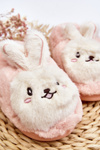 Children's fur slippers with bunny light pink Apolanie