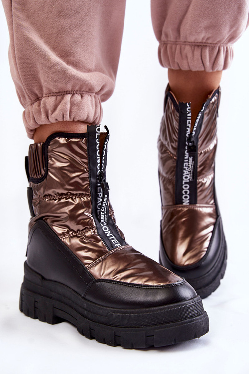 Śniegowce Damskie Wygodne Brązowo-Czarne Elodia