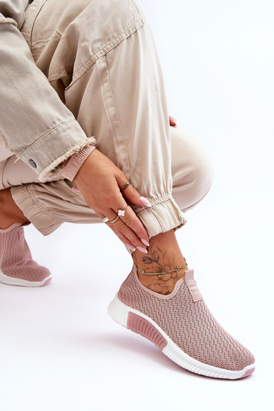 Buty Sportowe Klasyczne Wsuwane Jasnoróżowe Frankie QH515