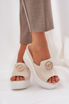Platform And Wedge Sandals With Decoration Light Beige Nanessia