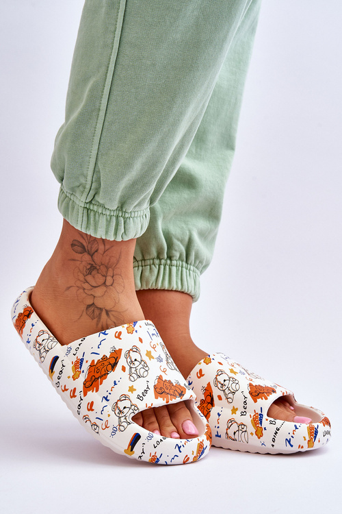 Women's Foam Slippers With Teddies And Letters Beige-orange Zoey