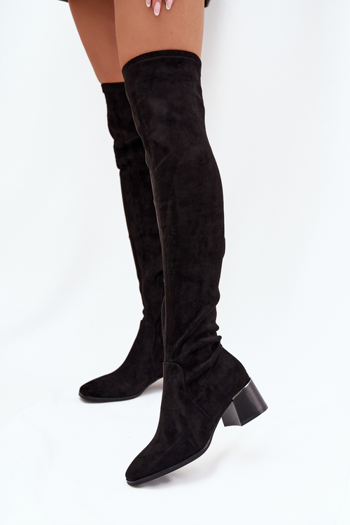 Women's knee-high boots with heel black Carina