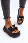 Women's Foam Flip Flops with Bow Black Salessa