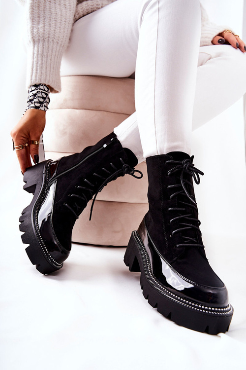 High Zip Leather Boots Black Solutia