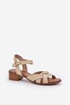 Leather Sandals On A Delicate Heel Light Beige Zazoo 40372