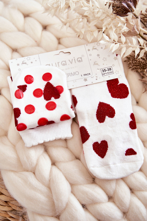 Women's Non-slip Socks In Hearts White
