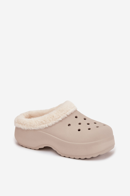 Foam Women's Slippers Insulated with Fur Khaki Palvine