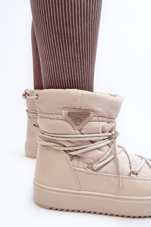 Women's Snow Boots with Platform and Tie Beige Fleure