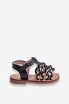 Children's Velcro Sandals With Stripes Black Sammy