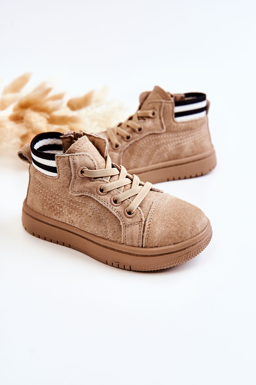 Children's High-top Sneakers With A Zipper Beige Boone