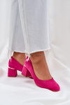 Eco Suede Heels On A Block Heel Fuchsia Veniffia
