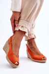 Suede Wedge Sandals Orange Elsie