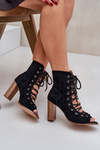 Heeled Sandals With Shaft And Lacing Black Ivelseki