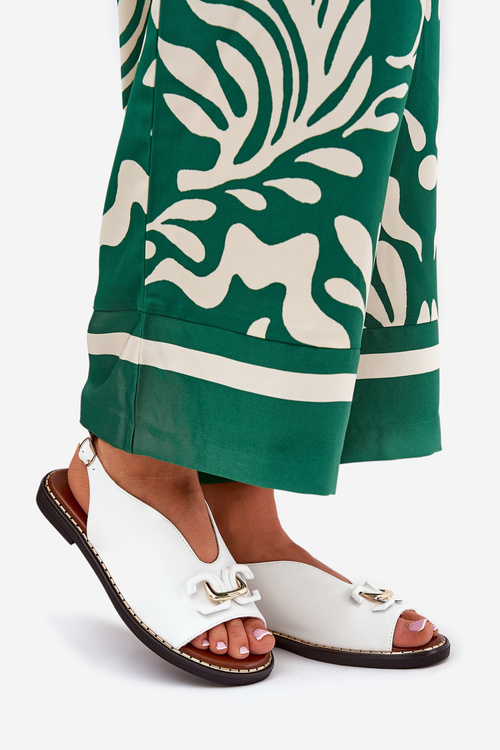 Flat Sandals With Decoration Eco Leather White Tillireta