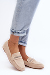 Women's Beige Faux Suede Loafers Ladite