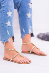 Lu Boo Gold Women's Zirconia Venice Sandals