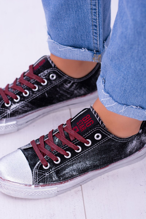 Big Star Black Silver Plated Tennis Sneakers BB274013