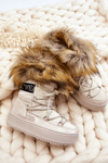 Warm Lace Up Snow Boots Beige Colioris 