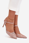 Embellished heels with open heel Champagne Nanadra