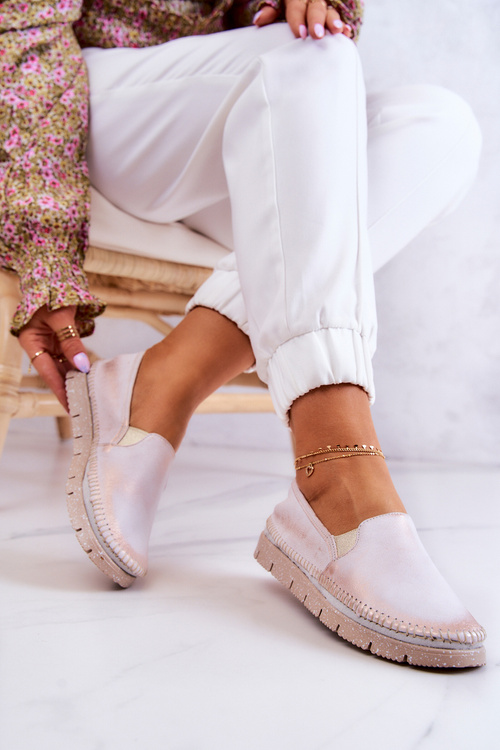 Women's Leather Slip-On Shoes Maciejka 03512-28 Light pink