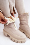 Women's Snow Boots With Zip Lined With Fur Light Beige Hixe