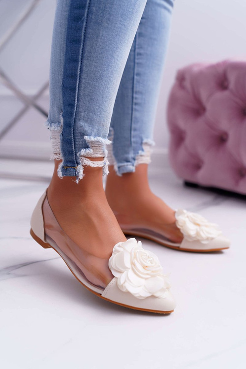 Women's Lu Boo Ballerinas Beige With Flower Transparent Dairin
