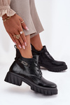 Low Insulated Women's Ankle Boots on Block with Decorative Strap Black Therisse