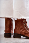 Leather Quilted Boots With Warming Brown Torino