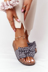 Slippers On The Cork Sole With Plaid Bow Amara