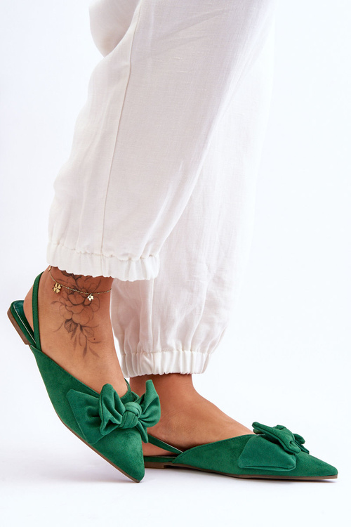 Women's Slip-On Ballerinas With Bow Green Nadine