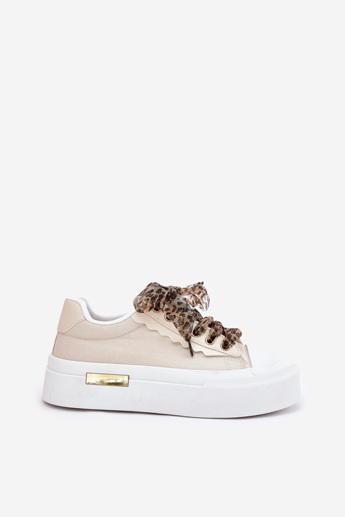 Women's Sneakers On Massive Platform With Decorative Lacing Beige Zidora