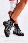 Buty Sportowe Wiązane Skarpetka Czarno-Białe Kandice