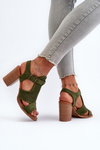 Lace Sandals with Stiletto Heel Dark Green Hey Lover