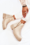 Women's Leather Boots With A Decorative Zipper Light Beige Lorra