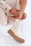 Women's Leather Boots On The Platform Light beige Jenefer 