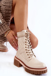 Women's High Boots With Zipper Beige Enroe
