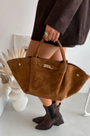 Bag Made of Natural Suede Camel Fiorenza
