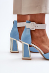 Blue Patent Sandals with Heel Adrianu