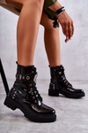 Lacquered Women's Boots With Studs Black Leticia