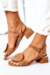 Suede Sandals On A Block Heel Maciejka 5198A-29 Camel