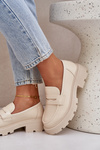 Ladies Moccasins Made Of Eco Leather Light Beige Sendall