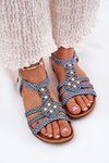 Women's Flat Sandals With Woven Straps Blue Artiker 56C1325