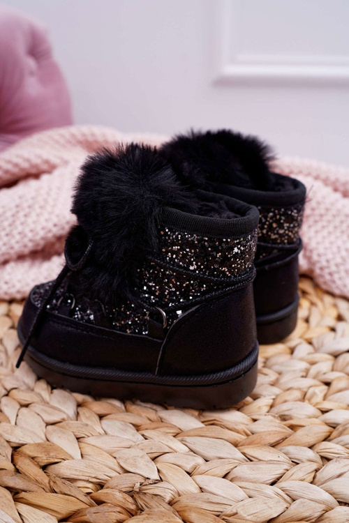 Children's Snow Boots With Fleece Black Minnie Mouse