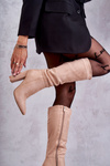 Classic Suede Heel Boots Dark beige Tressa