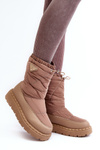 Women's snow boots on thick sole in dark beige Lureta