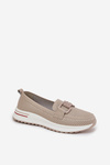 Women's Leather Moccasins on Platform S.Barski LR51-556 Beige