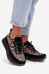 Suede Insulated Sneakers for Women on Platform Vinceza 66836 Leopard Print Black
